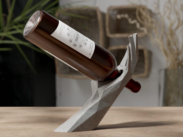 3D drukāts balansa vīna pudeļu turētājs – moderns dizaina statīvs